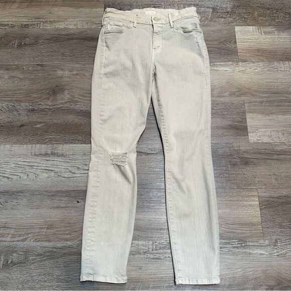 MOTHER Jeans Women’s Size 25 The Looker Crop Ivory Distressed Neutral Minimalist - Picture 2 of 12
